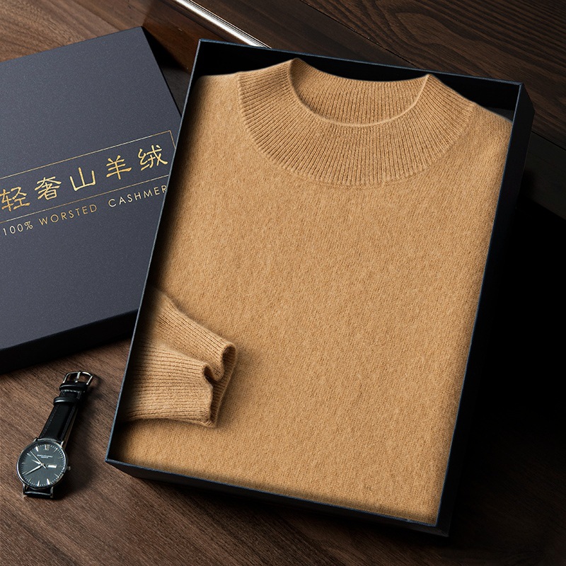 "Flawless!" Autumn and winter semi-high-neck men's cashmere sweater, one-piece ready-to-wear, versatile sweater, knitted sweater, cashmere details Picture