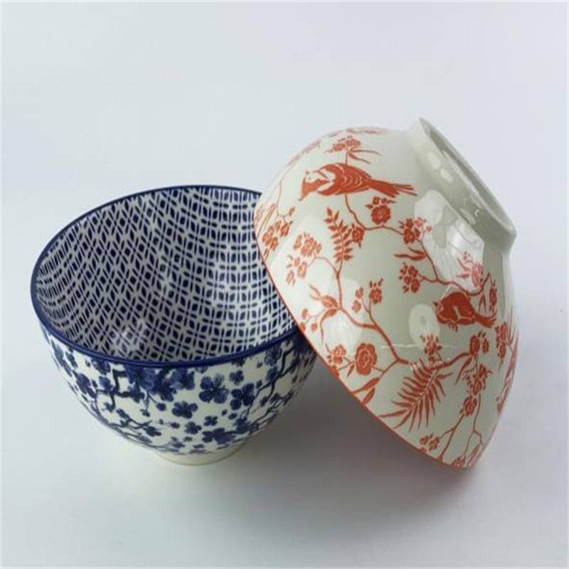 Red Rose ceramic household tableware rice bowls and plates, light luxury retro plate and bowl gift box set, high appearance level souvenir