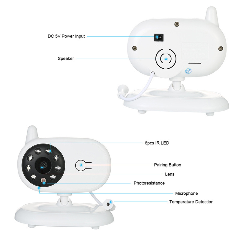 新款3.5寸婴儿监护器 宝宝看护仪 无线监控 双向对讲 夜视红外详情图2