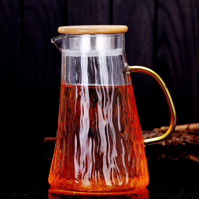 Tree-stump glass cold water bottle, heat-resistant glass cold water bottle, tree-patterned household cold water bottle cup, large capacity, high borosilicate
