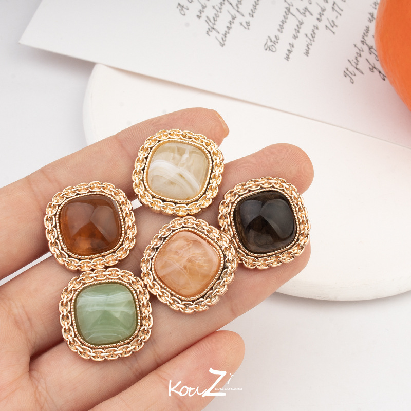 小香风金属纽扣大衣毛衣开衫装饰扣高端方形大颗扣子辅料配件批发