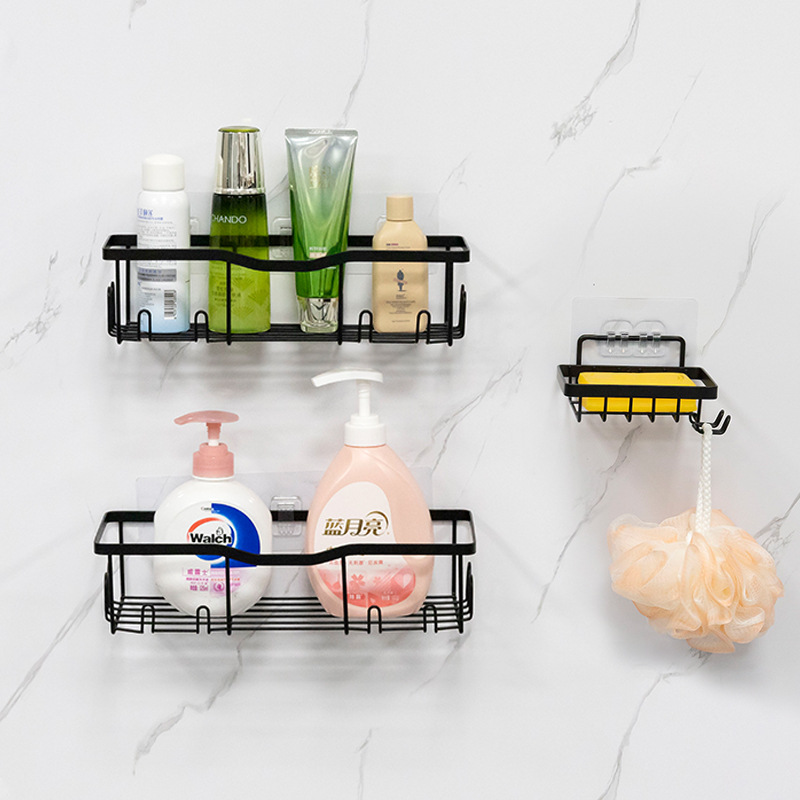 Amazon's new bathroom shelf Bathroom storage shelf Perforation-free wall hanging toiletries shelf details Picture