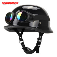 HEROBER摩托车头盔复古哈雷夏季半盔 电动车机车中性骑行头盔男女