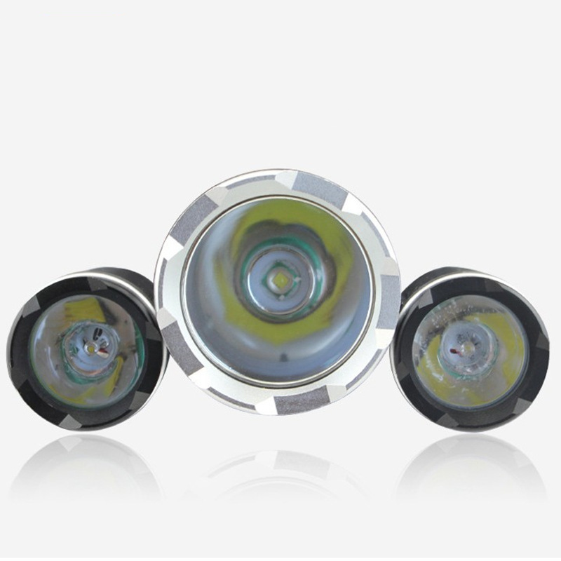Cross-border T6 aircraft light 3LED strong headlight, waterproof three-head hunting and fishing led outdoor charging headlight 30W Application Scenario