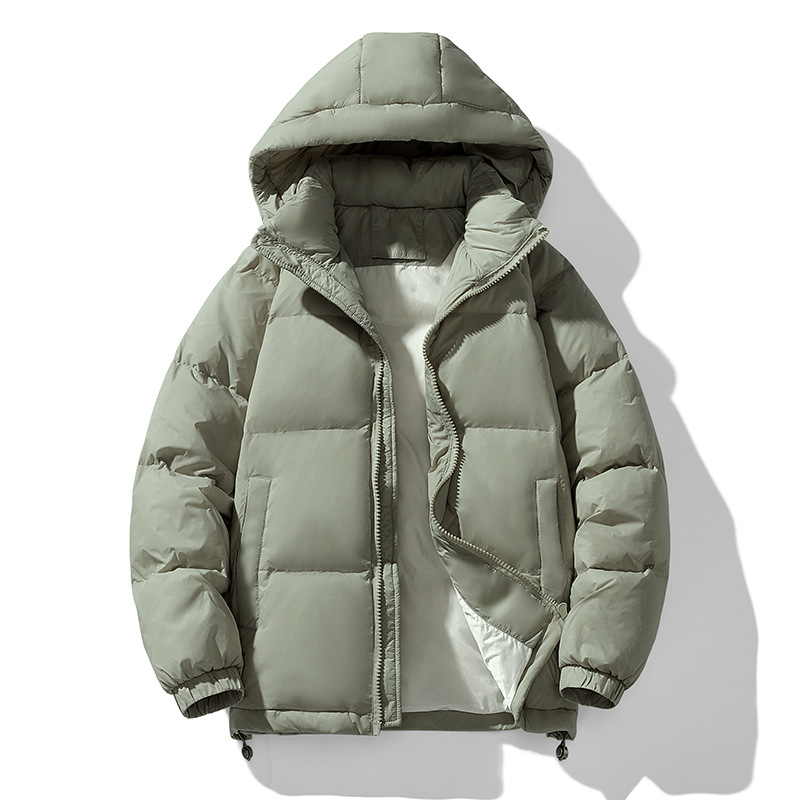 Winter new men's Korean-style solid color hooded thickened warm 90 white duck down down jacket, trendy couple's versatile coat Item Picture