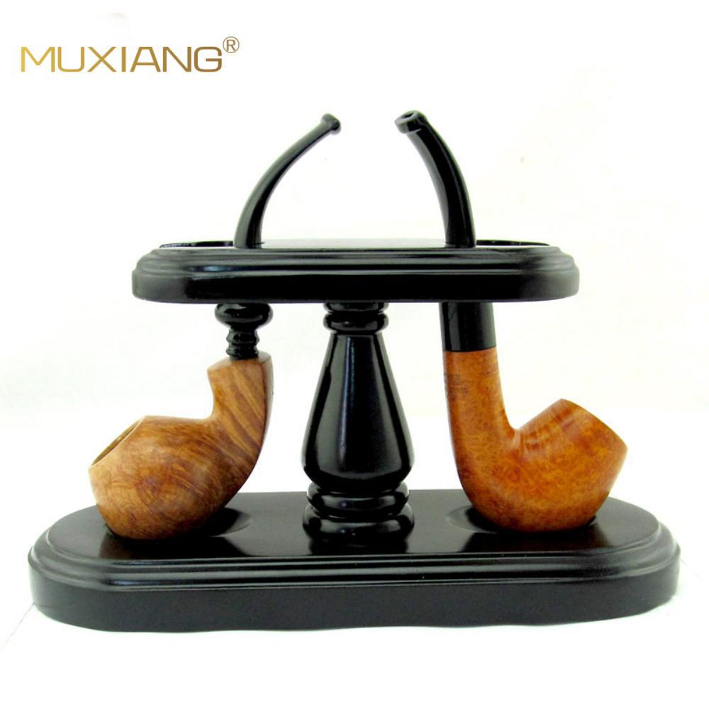木香实木烟斗架二位烟斗支架立式2位摆放展示架木质烟斗座代发