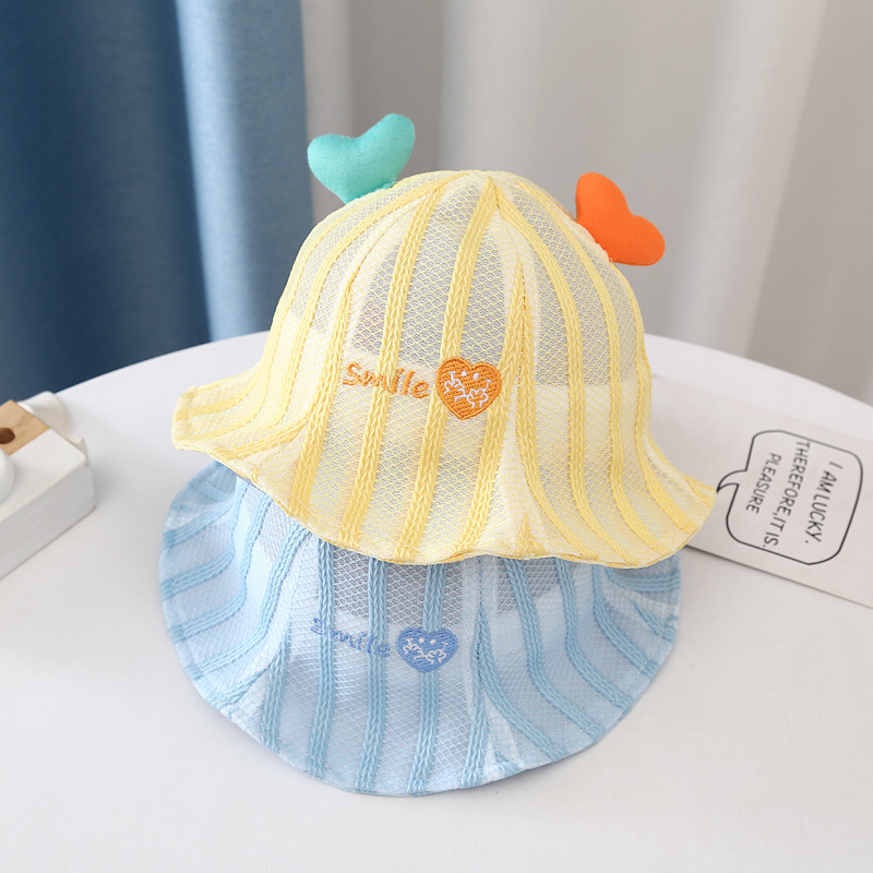 Infant hats, spring and summer baby hats, summer baby hats, thin breathable mesh sunshade fisherman hats, children's casual cool hats