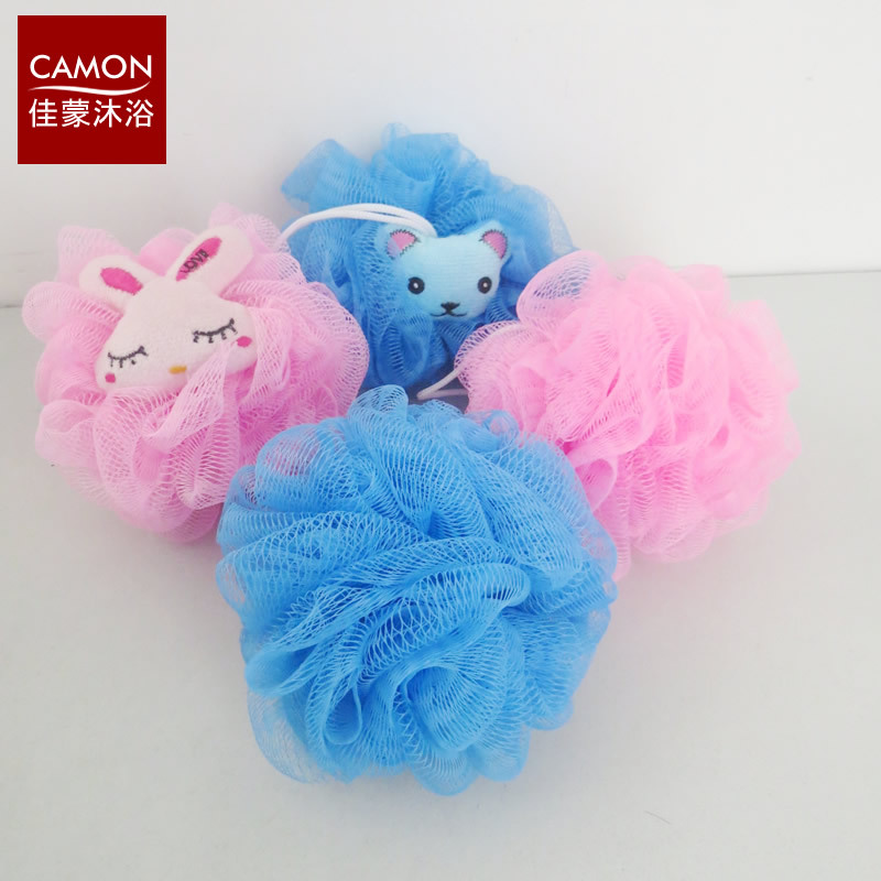 Wholesale of cartoon embroidered animal head bath balls, children's linen bath wipes, baby sponges, bath scrubs and bath wipes Specification image