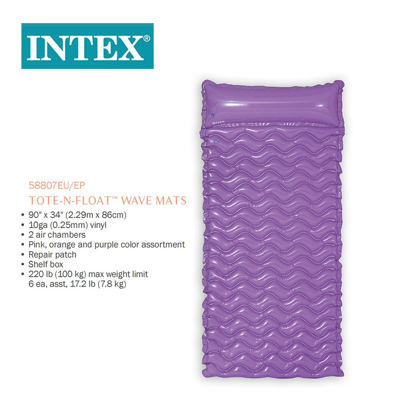 Wholesale of INTEX58807 fluorescent float, pvc inflatable float bed, adult water air float pad details Picture