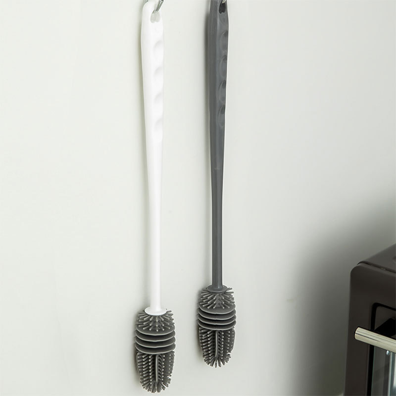 Silicone long-handled cup brush, thermos cup cleaning brush, long-handled glass cup brush, baby bottle, no blind spots, kitchen cleaner