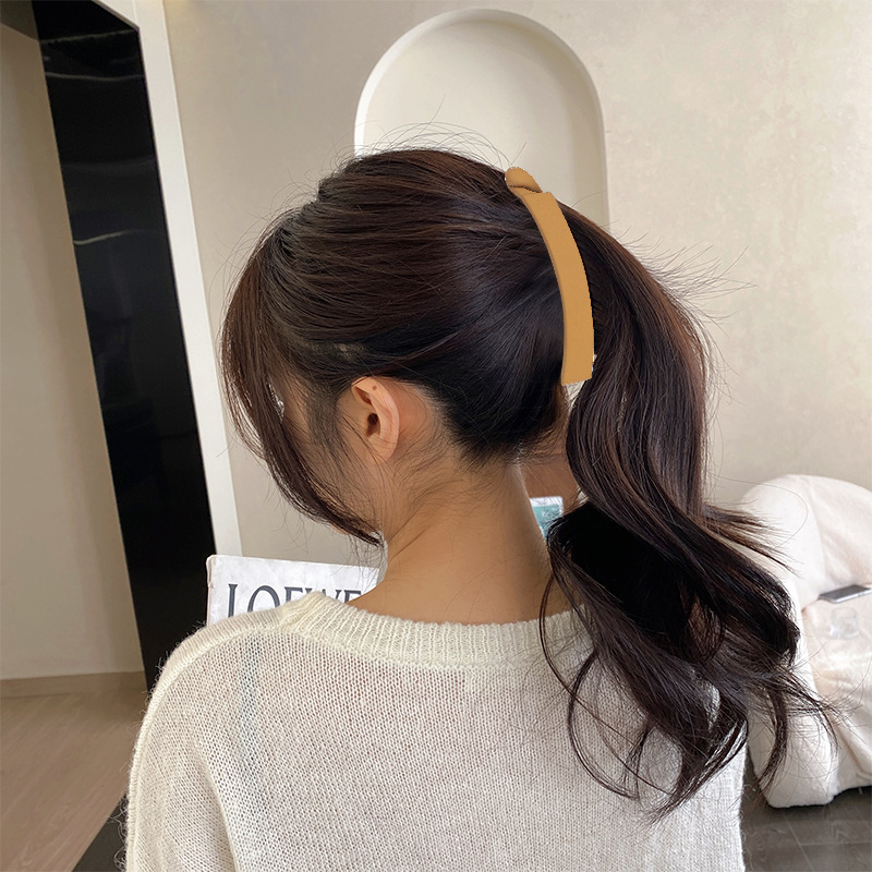 Student Hairpin Solid Color Banana Clip Simple Slinky Banana Clip Ponytail Clip Cross Clip Morandi Color details Picture