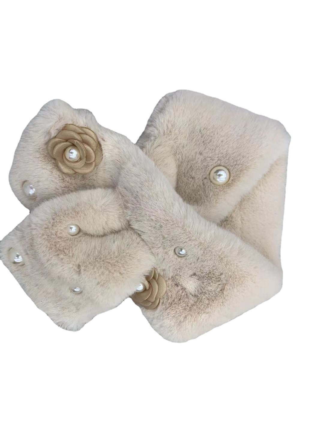 Summer weft knitted tie-dyed solid color universal rectangular white in stock winter half-finger gloves and warm scarves Specification image