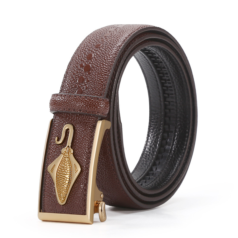 New Men's Pearl Crocodile Belt In The Youth Fashion Personality Automatic Buckle Leather Belt Spot Wholesale Item Picture