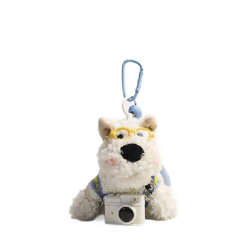 Cute and messy puppy plush pendant, West Highland ice cream bag pendant, bag hanging decoration, best friend gift, car hanging Item Picture