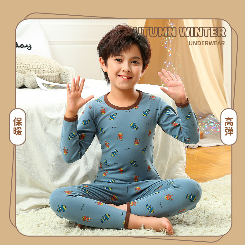 Yu Zhaolin Zhongda Children's Cotton and Wool Set, children's long Johns and long pants set, cotton comfortable base undergarments, cotton clothes and cotton pants Specification image