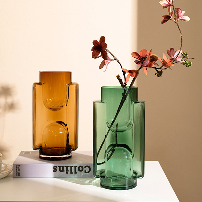 创意立体几何抽象彩色花瓶摆件设计师插花瓶干花客厅电视柜摆设图