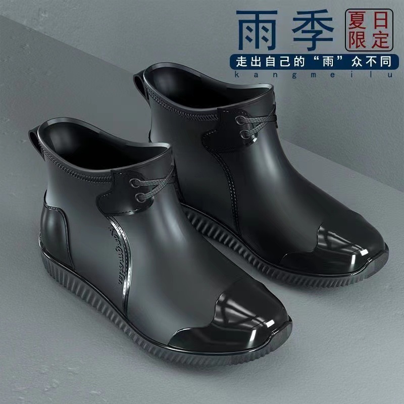 外贸雨鞋男款水鞋男软底低帮男士雨鞋时尚防滑水靴短筒套鞋雨靴男
