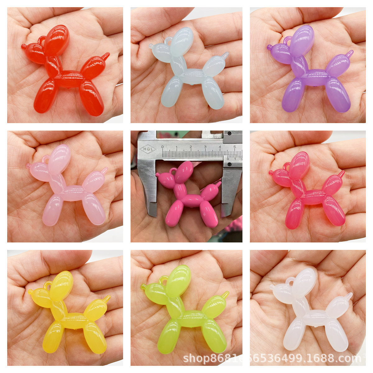 亚克力气球狗实色果冻色夜光手工DIY配件抖音爆款直播间手机挂件