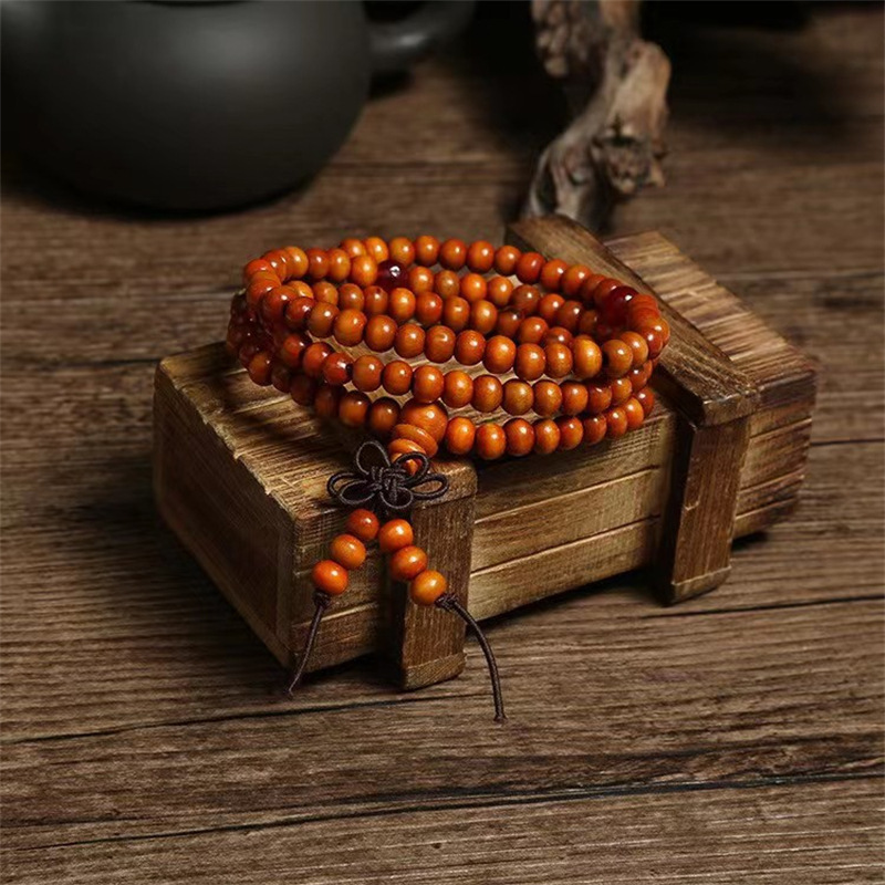 Selling Creative 108 Multi-Circle Imitation Sandalwood Buddha Beads Hand String Rosary Beads Play Hand String Bracelet Stall Scenic Spot Specification drawing