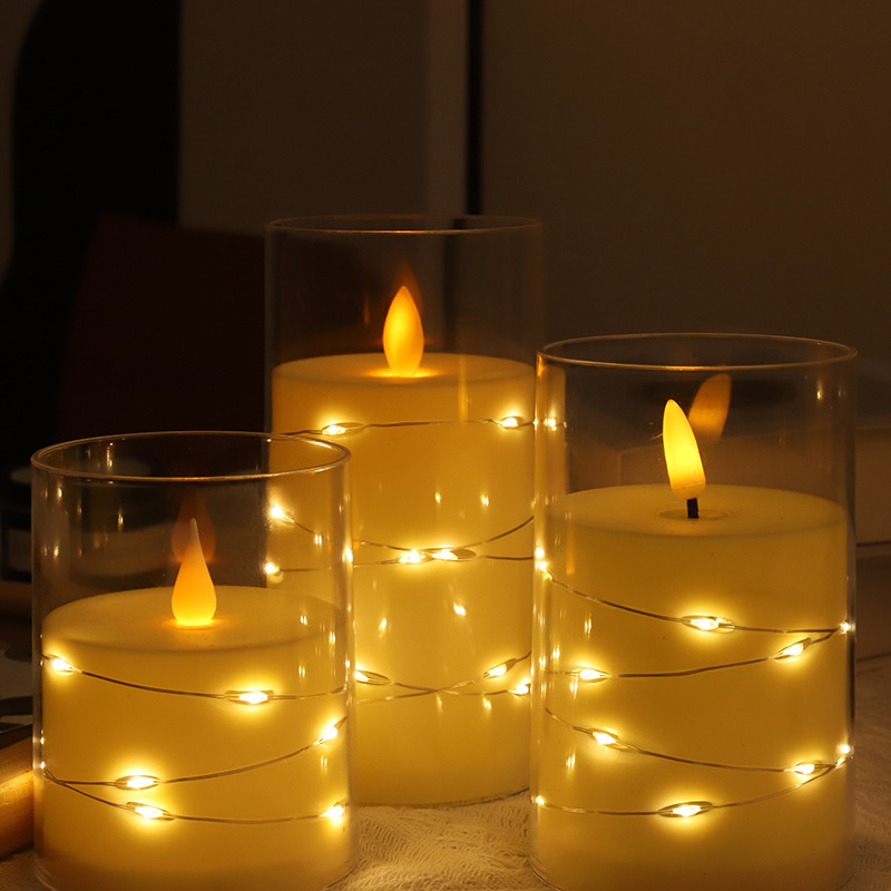 2024 New Electronic Candle Light Halloween Party Light String Decoration Acrylic With Cup Candle Wedding Decoration Specification drawing