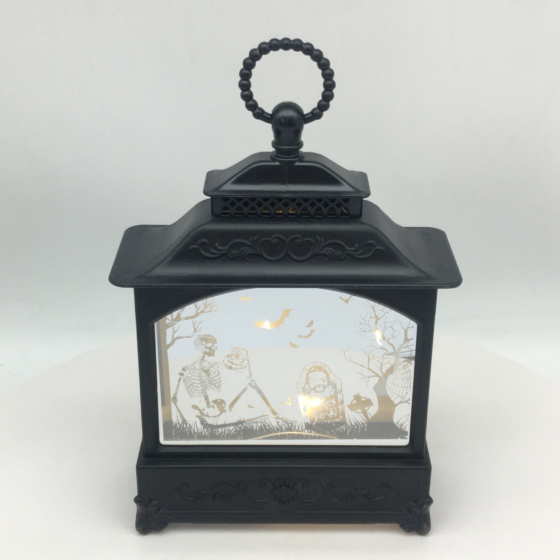 万圣节发光摆件道具/风灯扁风灯油灯/鬼节装饰氛围道具骷髅麋鹿细节图