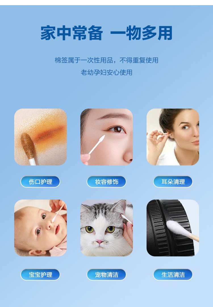一次性盒装双头100支装棉签婴儿消毒化妆卸妆圆头掏耳朵厂家批发详情15