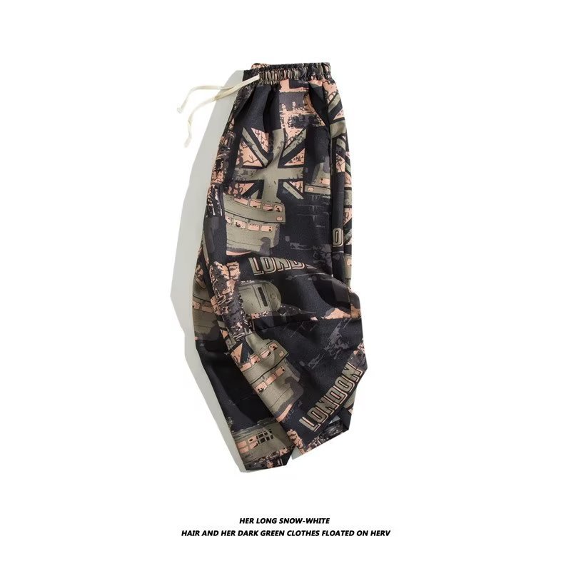 Summer Chinese-style wide-leg pants, men's loose retro shorts, beach casual seven-inch lantern Halon mid-length pants wholesale Item Picture