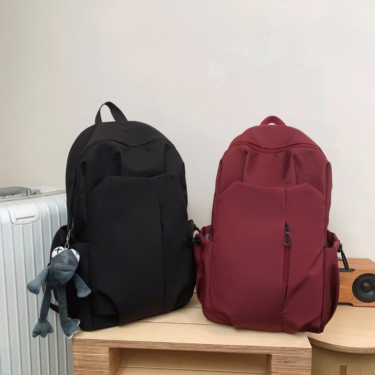 防水新款纯色男女双肩包简约休闲背包初高中大学生书包高颜值轻便详情41