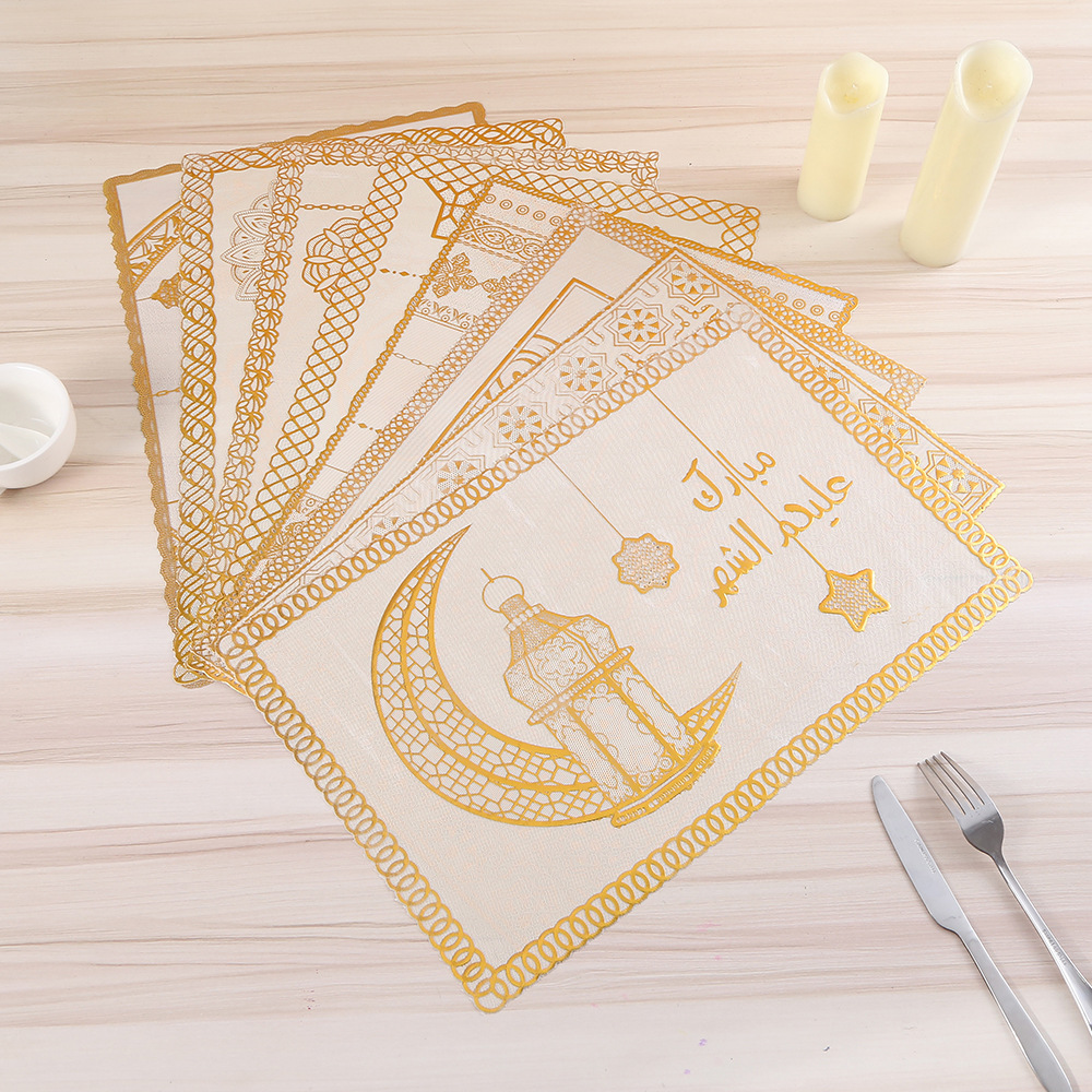 星星月亮节日餐垫 PVC烫金烫银彩金免洗茶几垫防水防滑装饰垫餐桌垫