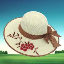 采茶帽批发夏季可折叠遮阳帽子女太阳帽大檐贴花针织帽透气妈妈