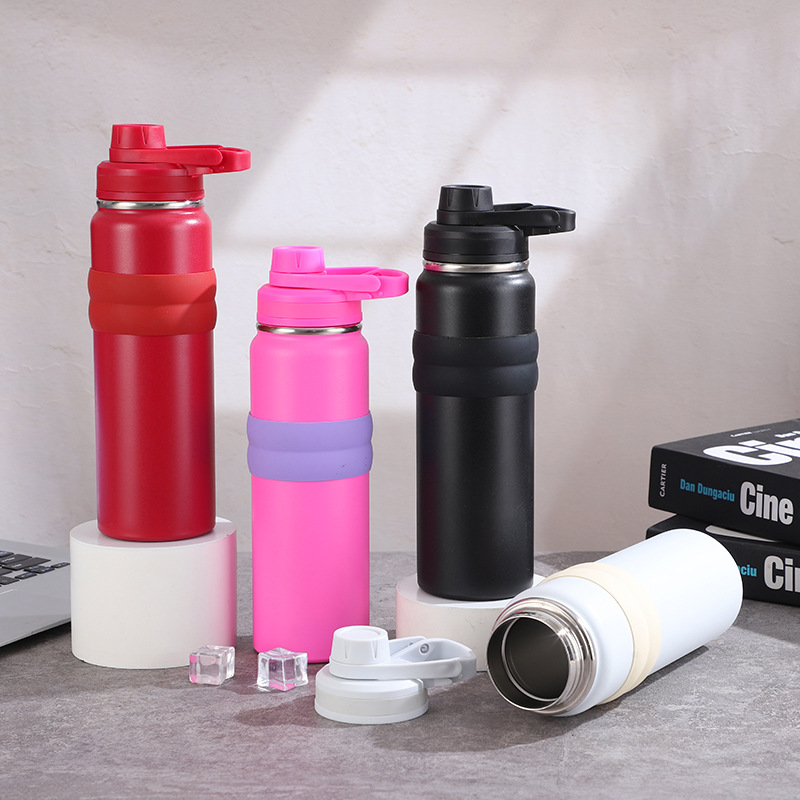 Customized cross-border space kettle with anti-slip silicone sleeve, direct drinking sports kettle, 304 stainless steel large-capacity insulated cup