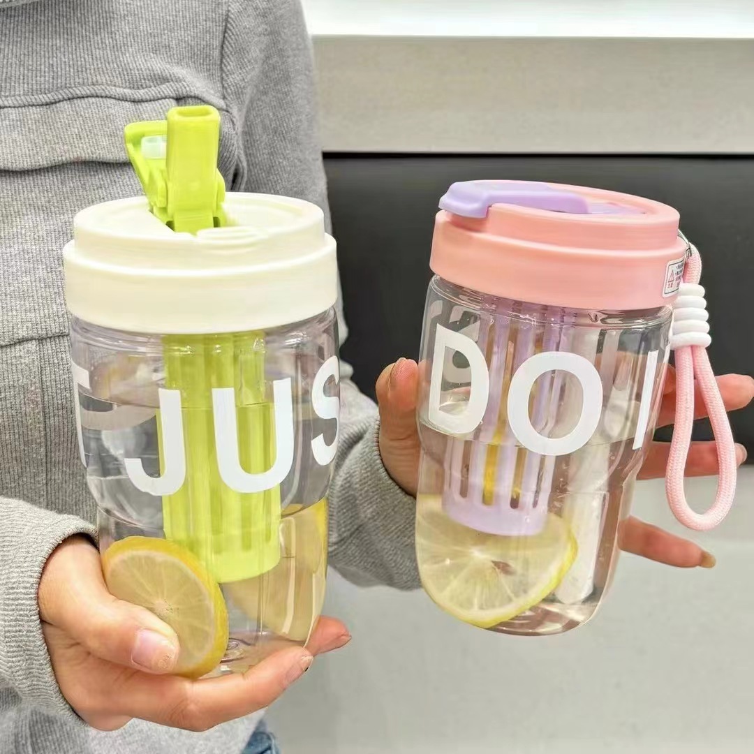 Simple portable rope cute tea cup milk cup coffee cup high appearance level double printing accompanying cup car cup thumbnail