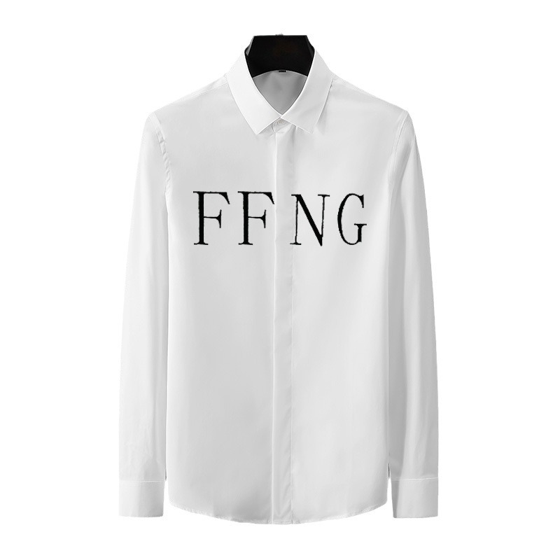 Autumn new men's slim-fit Tencel cotton no-iron fashionable business shirt, long-sleeved men's shirt with woven fabric and flocking Item Picture