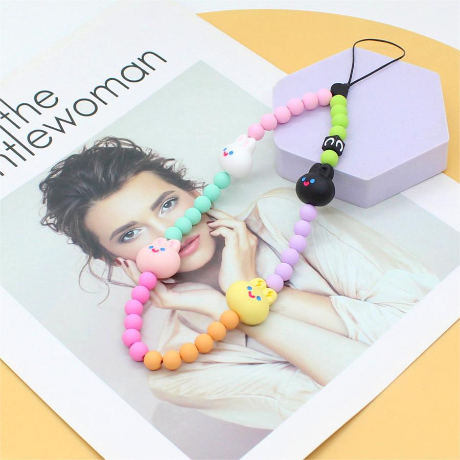 Tian Xiwei the same cute girl butterscotch bunny color acrylic multi-purpose put lost mobile phone chain Specification drawing