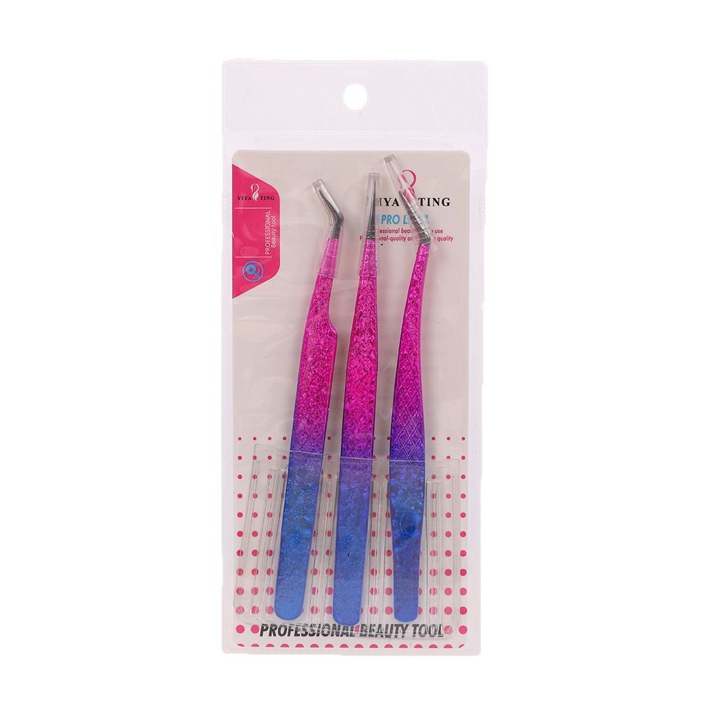 Nano ice flower gradient color eyelash extension tweezers, eyelash extension technicians use tools such as eyelash extension tweezers and dolphin clips to bloom Item Picture