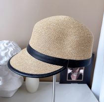 Japanese retro grass woven equestrian hat women's leather bag edge fashion suntan sun prevention hat straw hat tide