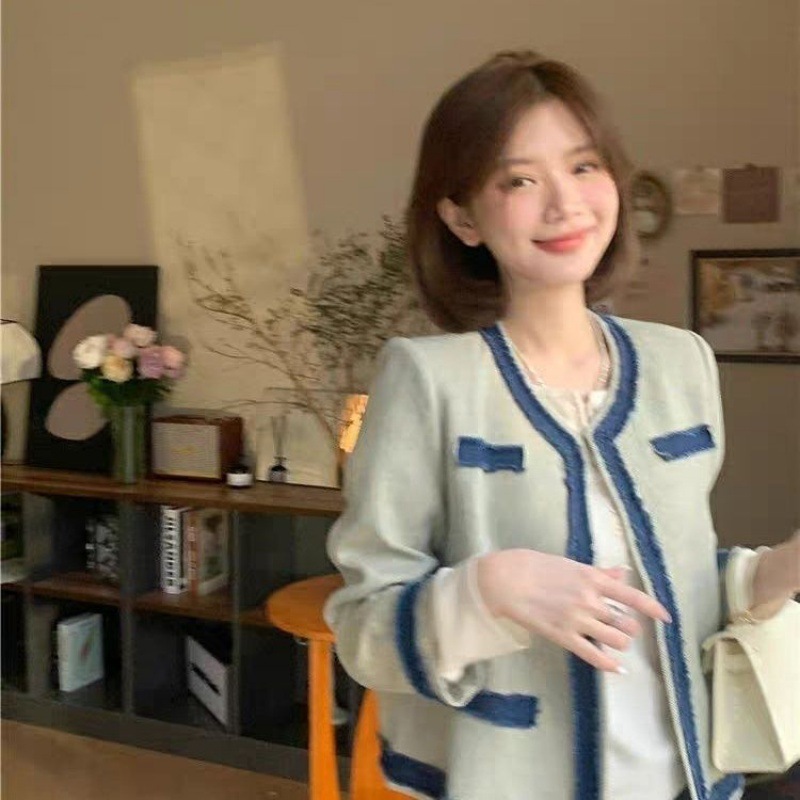 French Small Fragrance Color Splicing Denim Coat Female Spring And Autumn New Style Temperament Design Sense Of Short Top Application Scenario