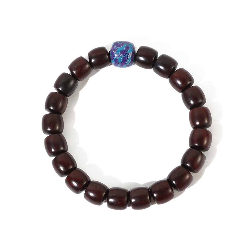 Indian Small Leaf Rosewood Single Ring Bracelet Men's And Women's Hand-Held Buddha Bead Disc Play Jewelry Old Type Lacquer Bead Play Bracelet Item Picture