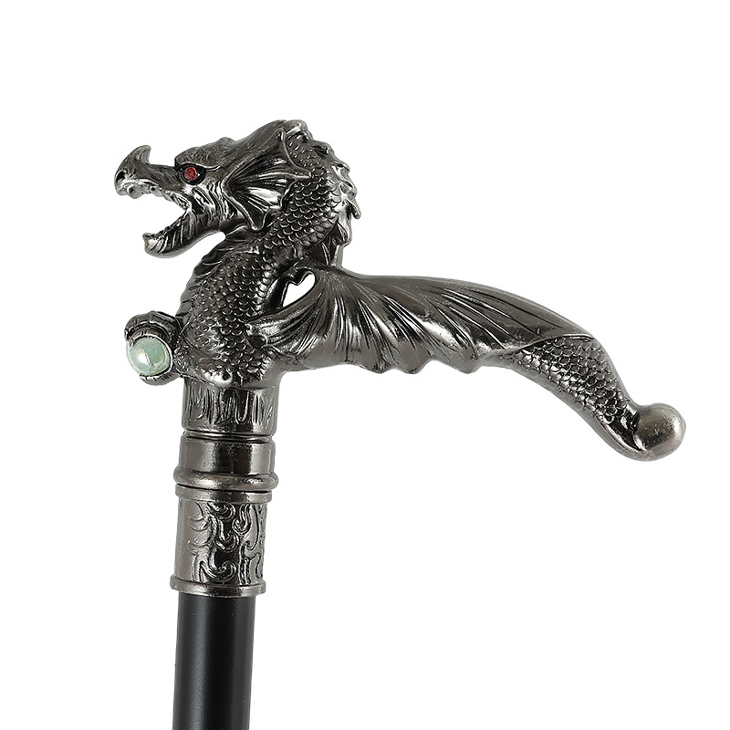 English Gentleman Cane Silver Metal Faucet Handle Alloy Scepter Performing Halloween Props Bar Wand details Picture