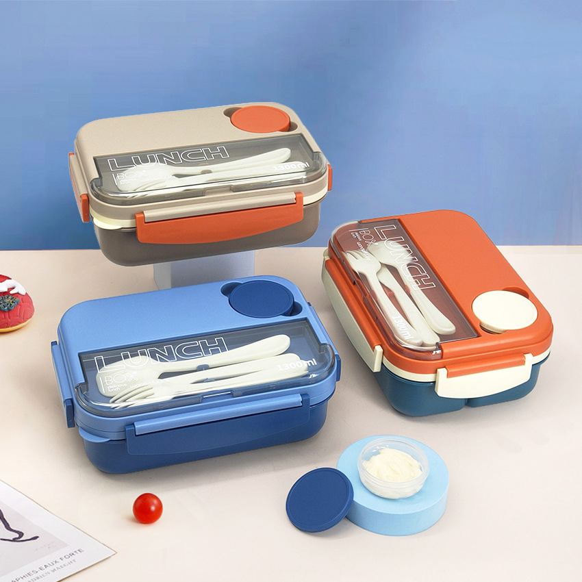 Plastic Lunch Box Students Portable Compartments Single-Layer Bento Box Office Workers Can Microwave Lunch Box Cross-Border Amazon Application Scenario