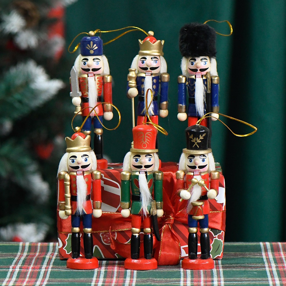 5in style, new product in stock, 13CM nutcracker case, six red, blue and green guard of honor, Christmas decoration small ornament