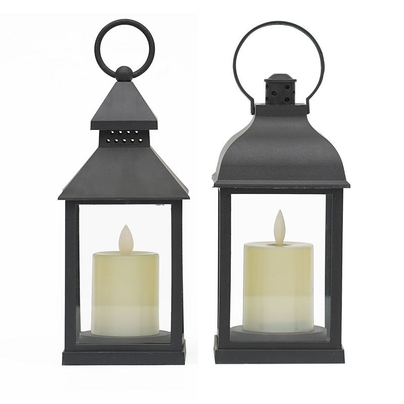 Creative Wind Lamp Small Lantern Electronic Candle Lamp Candle Holder Retro Square Simulation Candle Christmas Candle Decoration Span Item Picture
