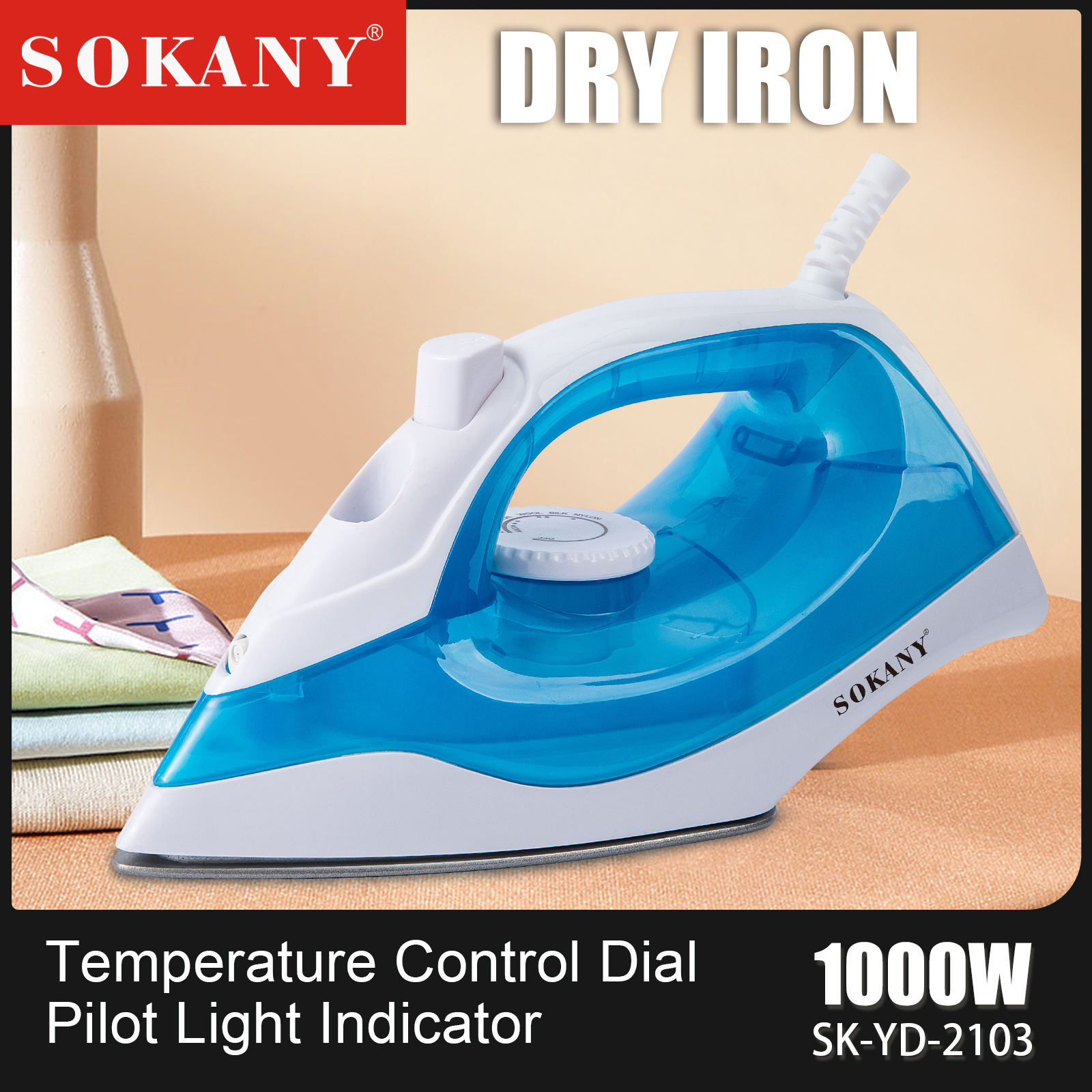 Cross-border SOKANY2103 IRON Mixed Color handheld steam spray iron DRY IRON