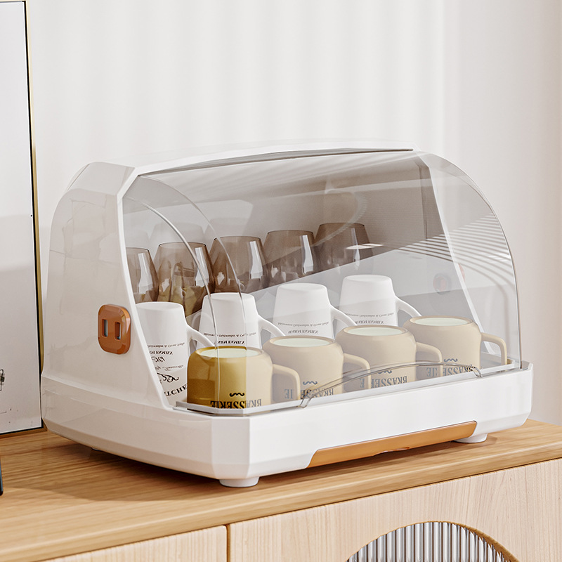 塑料防尘收纳杯架家用厨房玻璃杯茶杯沥水托盘碗筷收纳桌面置物架0594