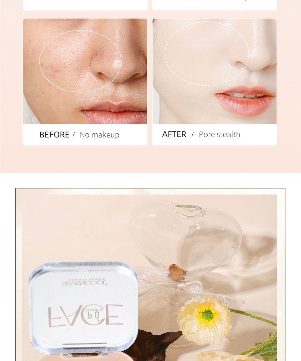 SEVENCOOL facial powder contouring plate brightens skin tone, refines contours, and provides long-lasting concealer and natural color pic 7