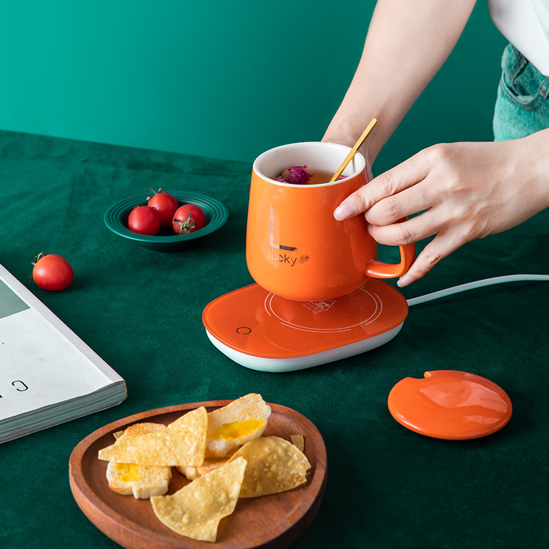 Ceramic Thermostatic Cup 55 Degrees Heating Coaster Warm Warm Cup Gift Box Set Water Cup Coffee Cup Can Print Logo Specification drawing