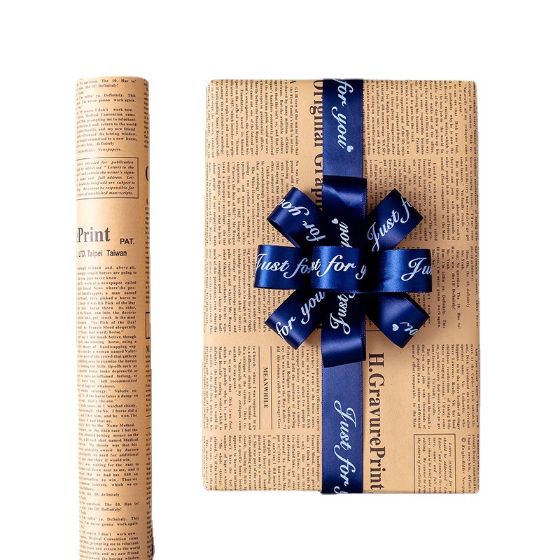 Vintage kraft paper wrapped book paper Gift Floral Art Flower Workshop bouquet Wrapping paper material flower wrapped floral paper English newspaper Item Picture