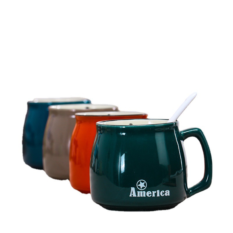 Simple Japanese Ceramic Cup Mug Mug Breakfast Cup Coffee Cup Milk Cup Gift Cup Color Glaze Design Logo Item Picture
