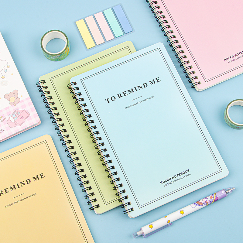 Fresh and clean A5 coil notebook, exercise book, office spiral notebook, candy-colored notepad, student stationery details Picture