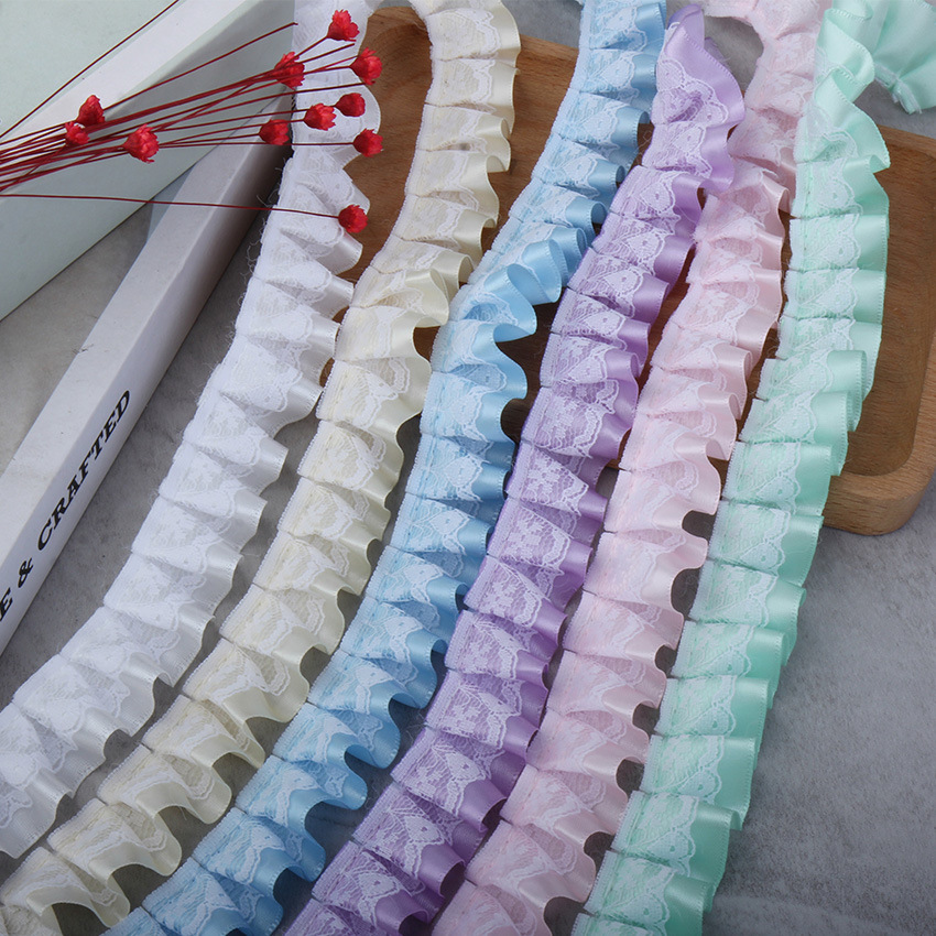 2.5cm polyester lace double-layer pleated toys, accessories, clothing craftsmanship, shoes, hats and accessories, discounted lace Specification image